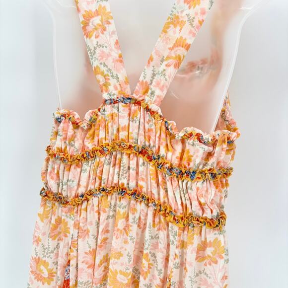 NEW Free People Dance with Me Maxi Dress L Floral Sheer Button Front Strap Boho - Picture 10 of 13